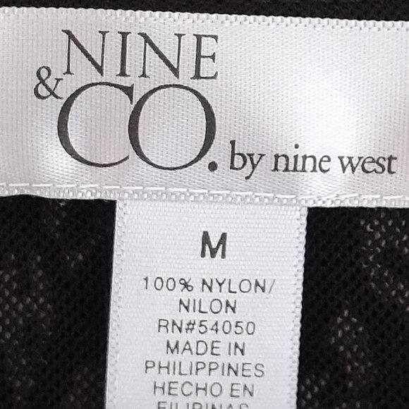 Nine & CO Black/White Faux Wrap Sleeveless Chiffon Tunic; Size Medium - Picture 3 of 4